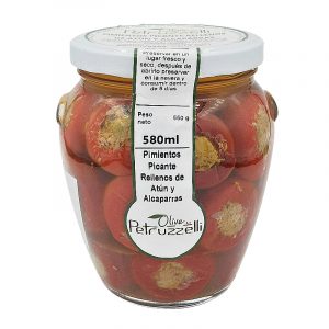 Pimientos Picantes rellenos con atún y alcaparras "Petruzzelli " x 550 gr. Origen Italia